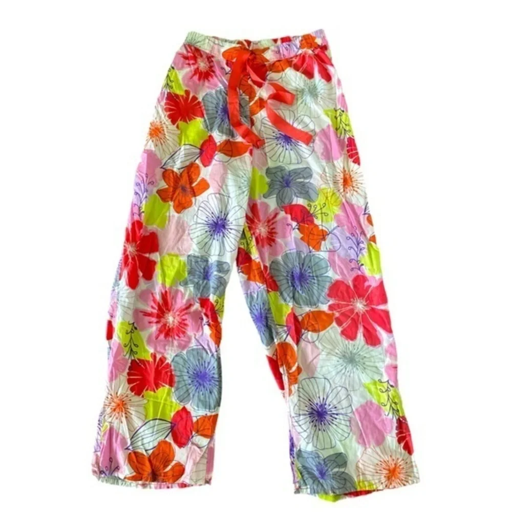 Cacique Cotton Pajama Pants - 14/16 white , orange pink , all cotton